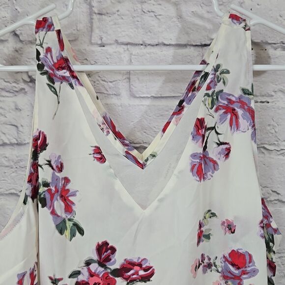 Maurices Plus XXL/20 White Floral Sheer Inset V Neck Tank Top Sleeveless Blouse - Picture 6 of 12